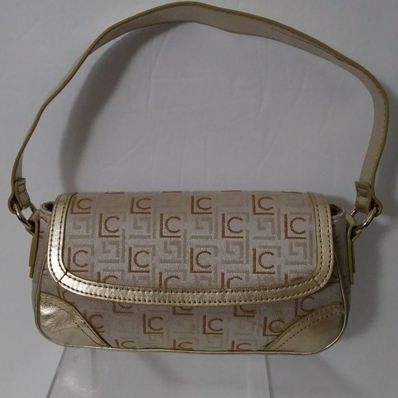 Liz Claiborne Handbags - Liz Claiborne Gold Logo Canvas Small Shoulder Bag